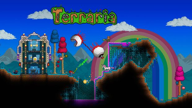 Wallpaper game terraria landscape.