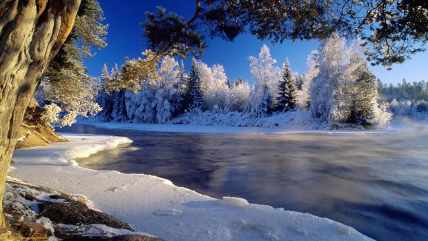 Winter River background lanscape 1.