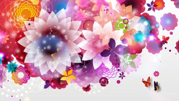 bright abstract flowers wallpaper.