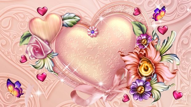 flower pink valentines papillon abstract flowers floral romantic butterflies day heart romance butterfly awesome wallpapers