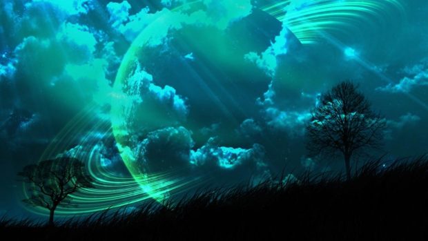 Abstract Planet Dark Nature Teal Wallpapers.