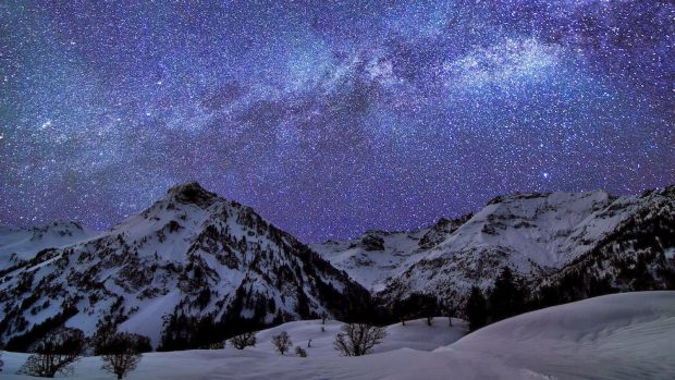 Amazing Snow Mountain Night.