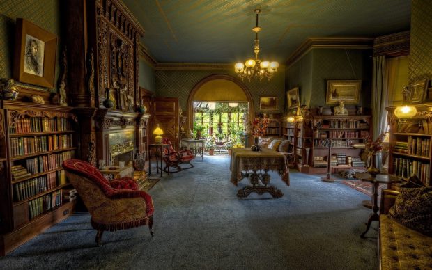 Beautiful Library Study Interior Image.