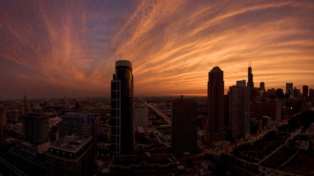 Chicago skyscrapers at twilight hd.