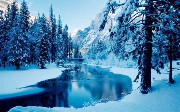 Cool Winter River Wallpaper HD.