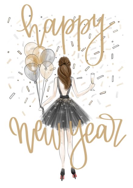 Cute Happy New Year iPhone Wallpaper.