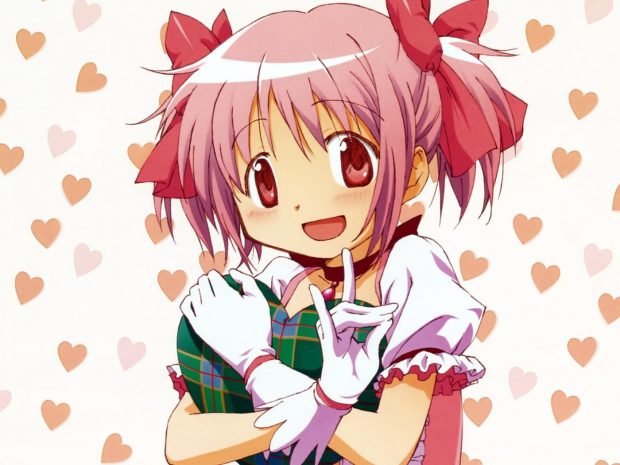 Cute anime girl funny hand posture heart box surprise 1400x1050.