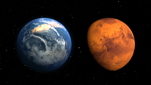 Earth and Mars Compare HD wallpaper 1920x1080.