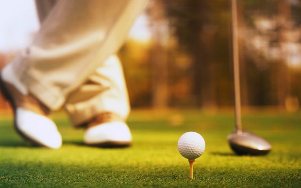 Golfer Waiting to Tee off.