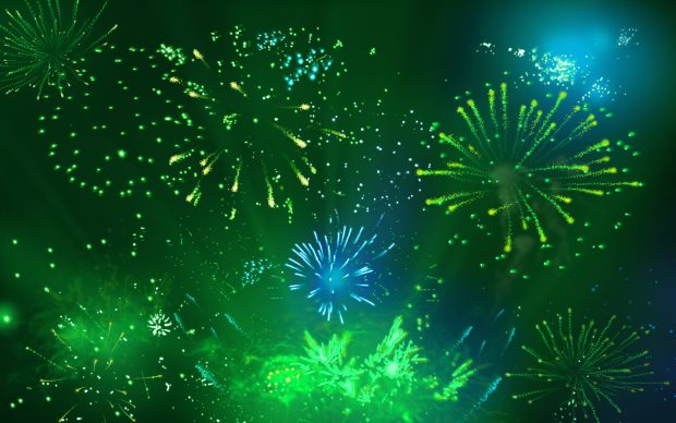 Green Amazing Firework Wallpaper.