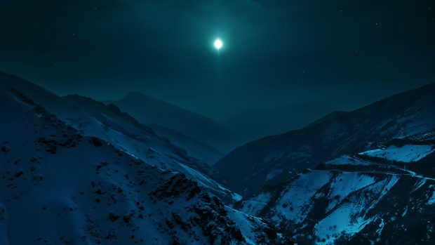 Moon Night Mountain HD Wallpaper.