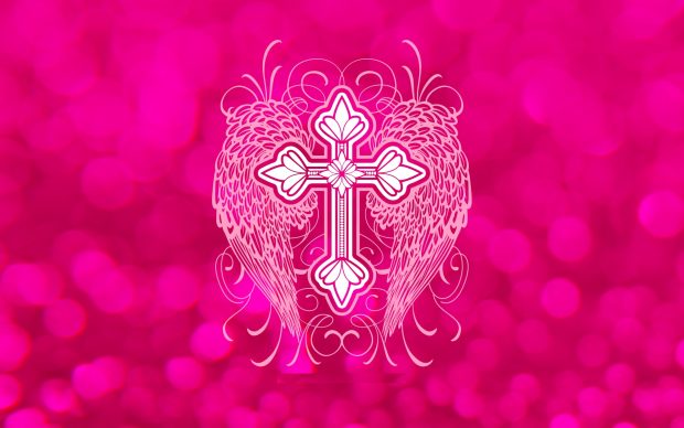 Pink Winged Cross Desktop Wallpapers.