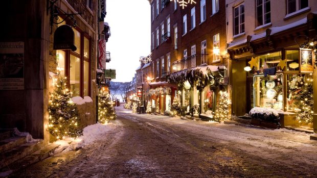Small Street at Christmas Time Image.