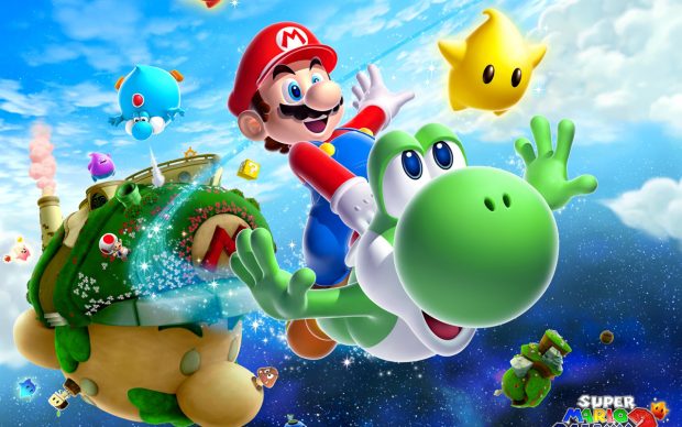 Super mario galaxy 2 mario dinosaur yoshi stars backgrounds 3840x2400.