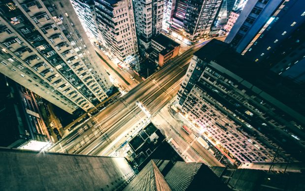 Urban Night in Hong Kong wallpaper.