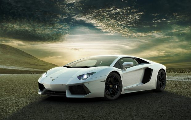 White Lamborghini Aventador Wide.