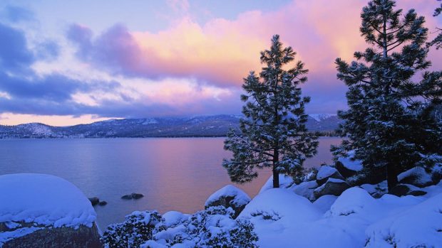 White River Winter Nature Background.