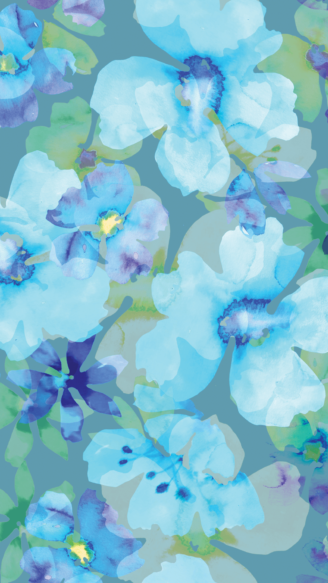 Teal floral wallpaper