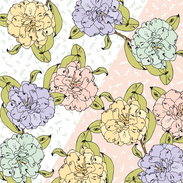 Pastel floral desktop wallpaper.