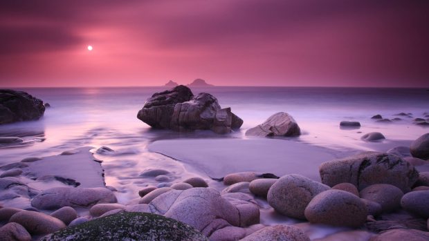 Pink Haze and Stones Background for Your iMac.