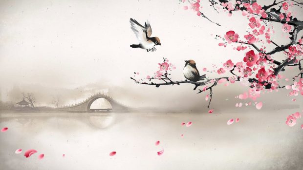 1920x1080 Cherry Blossom Watercolor Drawing.