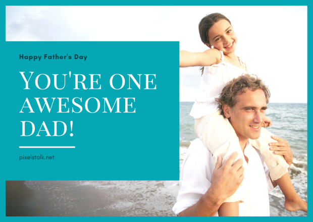 Aqua Blue Fathers Day Card.