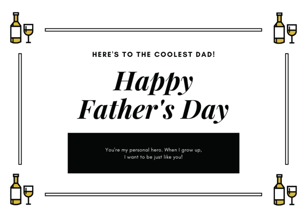 Black and White Wine Cross Lines Fathers Day Card Image.