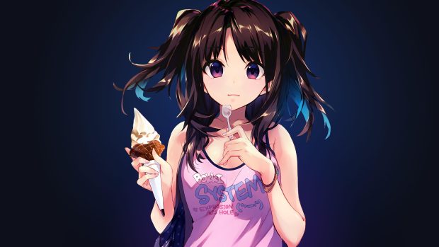 Icecream Anime Girl Wallpapers 4K.