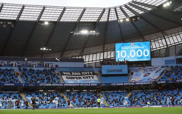 Man City had 10 000 fans at the Etihad to watch their 5 0 win and trophy presentation.