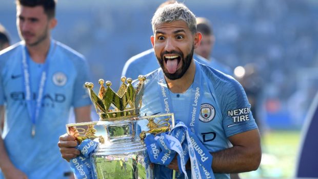 Manchester City 2021 Premier League Champions with Aguero.