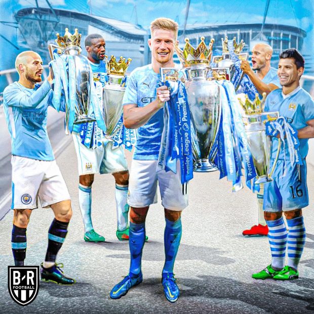 Manchester City Stars At Premier League Champions.