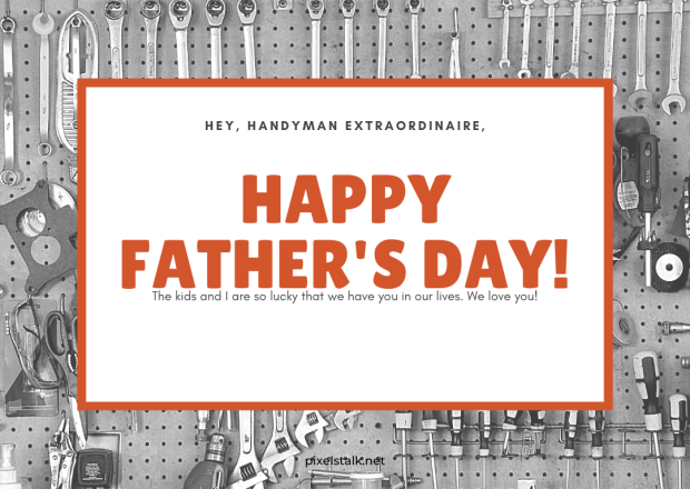 Orange Tools Background Fathers Day Card.