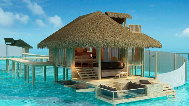 Overwater Bungalows In The Olhuveli Island Maldives HD Wallpapers.