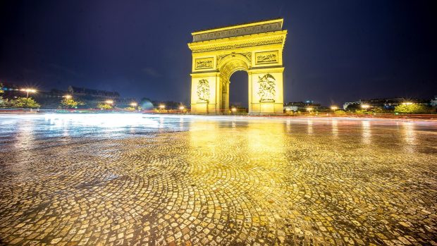 Paris Arc de Triomphe Night Timelapse HD wallpapers.
