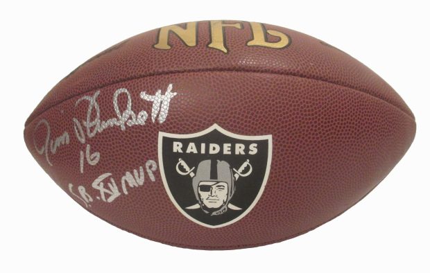 raiders logo pictures Best Jim Plunkett signed Oakland Raiders logo full size football w proof Image.