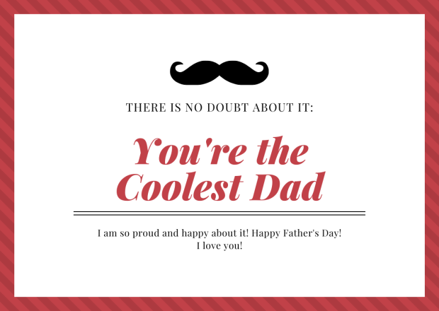 Red Stripes Mustache and Bow Tie Fathers Day Card.