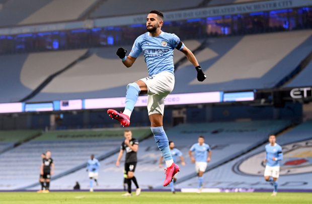 Riyad Mahrez Wallpaper Manchester City 2021 Premier League Champions.