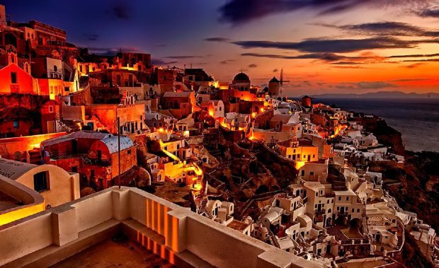 Santorini Sunset HD Desktop Wallpapers.