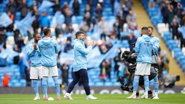 Sergio Agueero lors du dernier match de Premier League de la saison contre Everton 1032812.