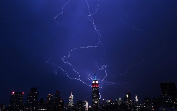 Storm empire state building lightning wallpapers.