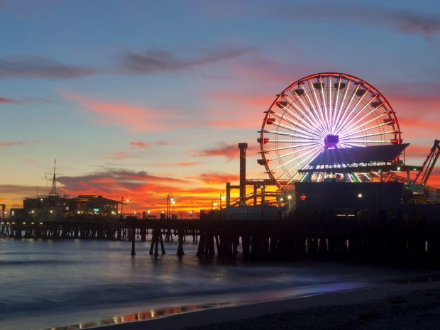 Sunset Pier California Santa Monica wallpapers.