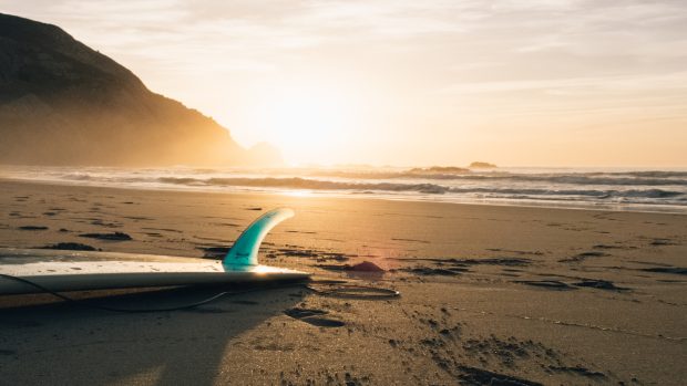 Surfboard on the beach.