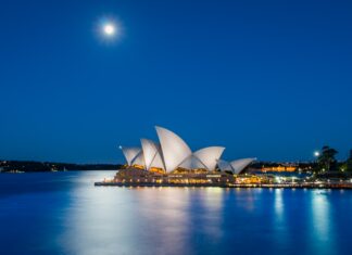Sydney Opera House at night.