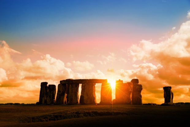 Stonehenge at sunset, United Kingdom.