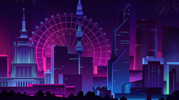 4K Neon City Wallpaper HD Free download.