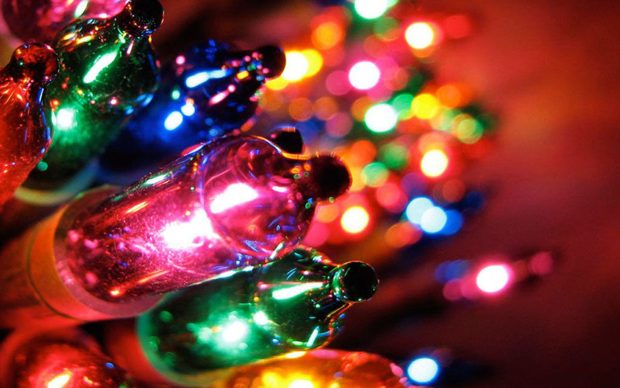 Aesthetic Christmas Lights Desktop Background.