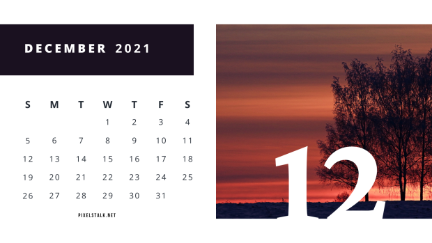 Beautiful December 2021 Calendar HD Wallpaper.