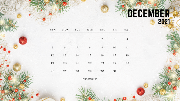Beautiful December 2021 Christmas Calendar Wallpaper.