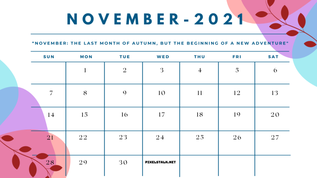 Beautiful Desktop Wallpaper for November 2021 Calendar.