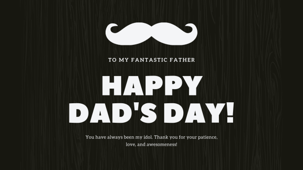 Black Wood Texture with Moustache Fathers Day Quotes Image.